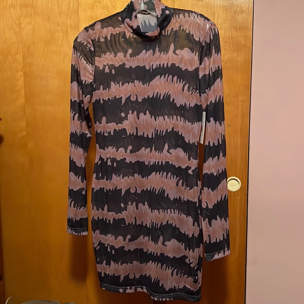 COPY - LAST MARKDOWN:DRESS, EKG SHEER DRESS, BNWT, mock turtleneck, L